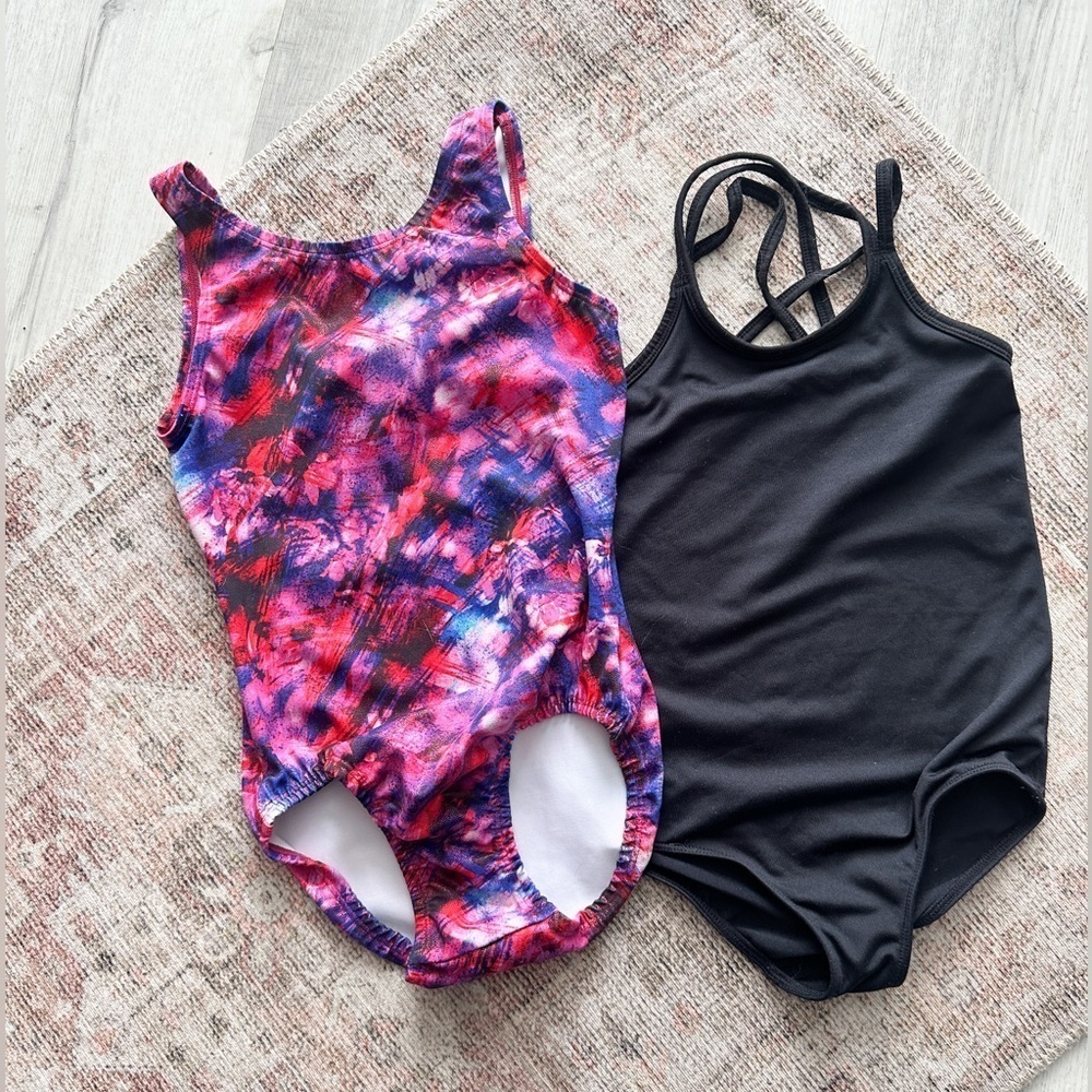 Girls Gymnastics/Dance Wear 2 Bodysuits - Size 5-6 See Measurements